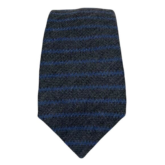 Charles Tyrwhitt Men’s Tie Necktie Wool Blue Gray Striped Made in Italy - Picture 1 of 8